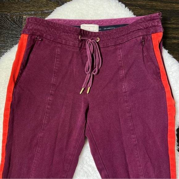 Anthropologie The Essential Slim Burgundy Red Stripe Chino Pants Size 4 - Picture 2 of 10